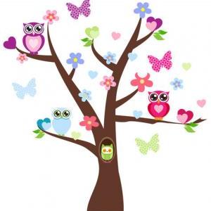 Clip Art Family Owls In Trees Clipart