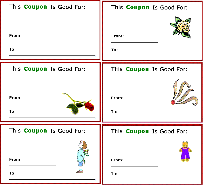 Printable Chore Coupons Clip Art Library