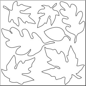 Clipart leaves black and white