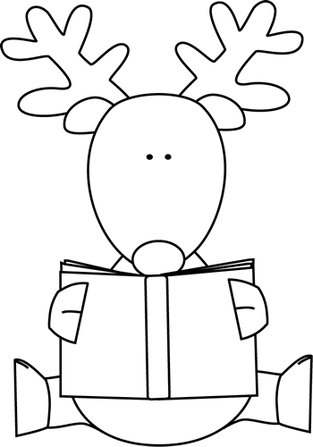 A cute black and white reindeer clipart