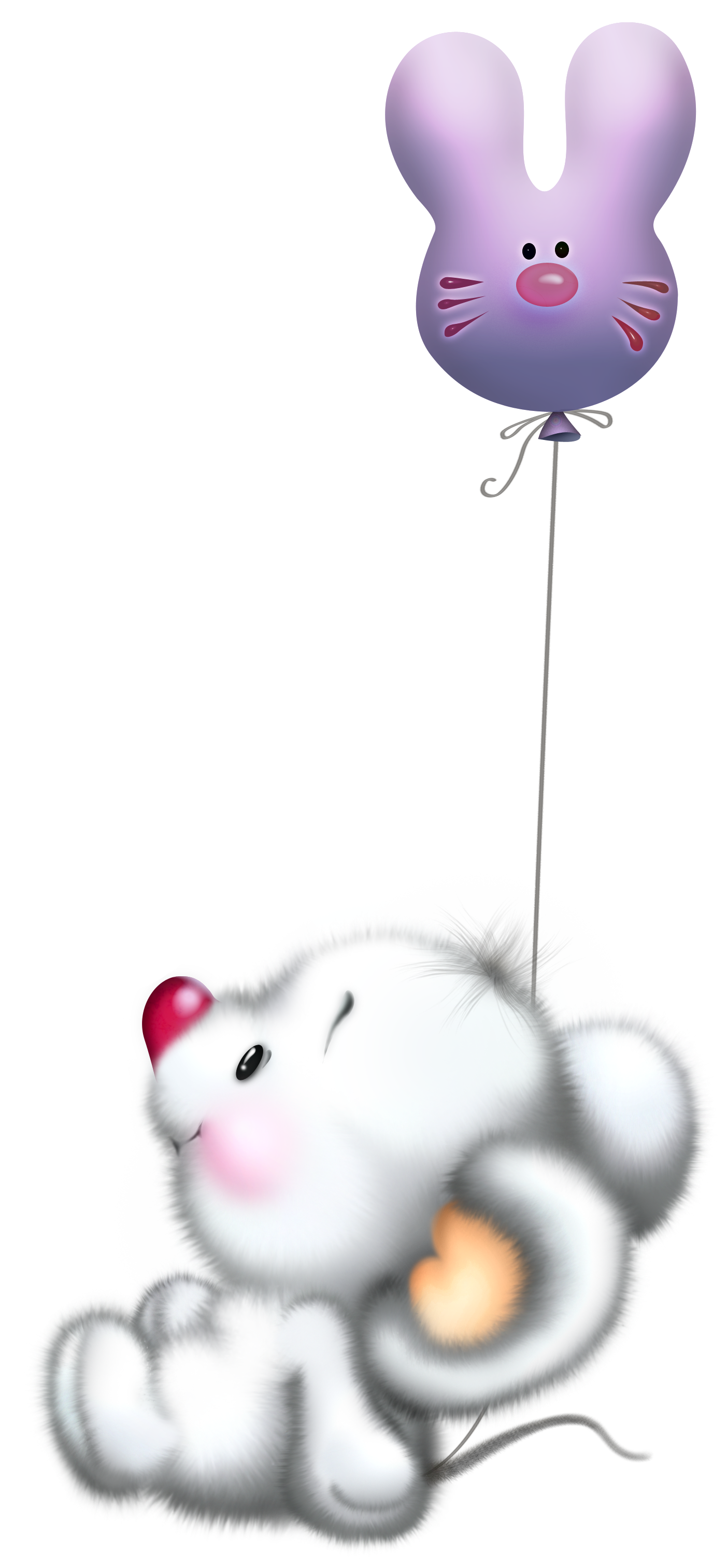 Cute White Mouse with Balloon Cartoon Free Clipart