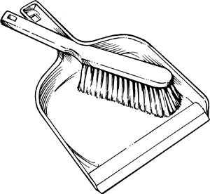 Broom and dustpan clipart black and white