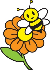 Sunflower clipart with a bee