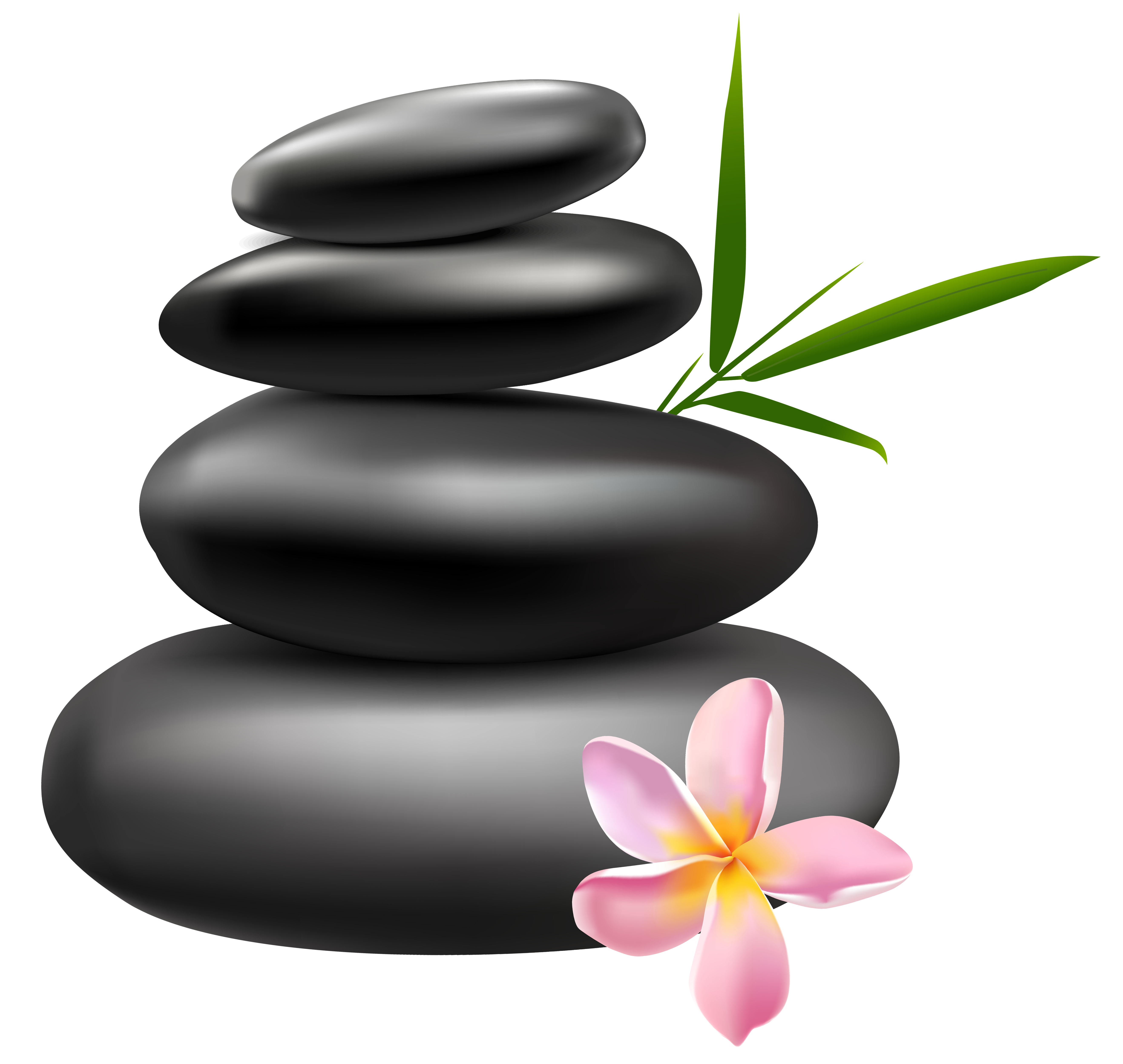 Spa Stones with Pink Flower PNG Clipart Image