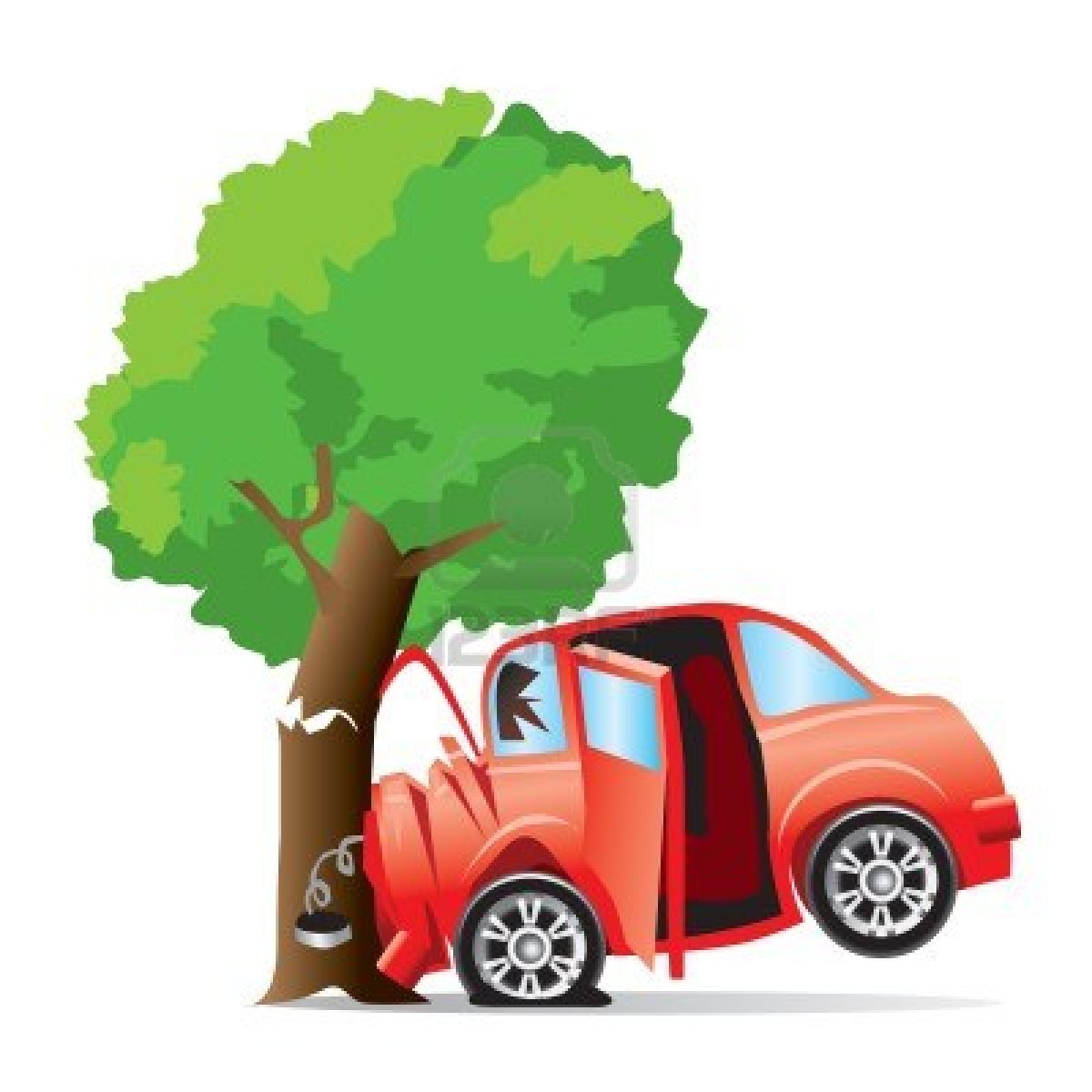 Car accident in a tree clipart