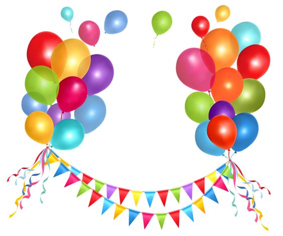Transparent Party Streamer and Balloons PNG Clipart Picture