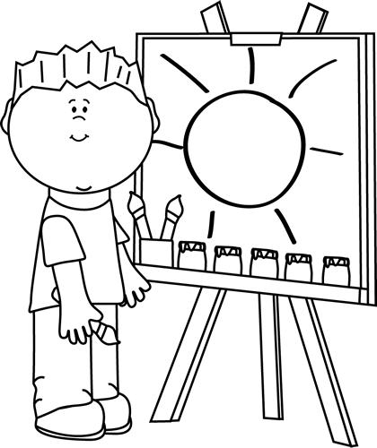 Black And Whiteclipart Artist Painting Clipart
