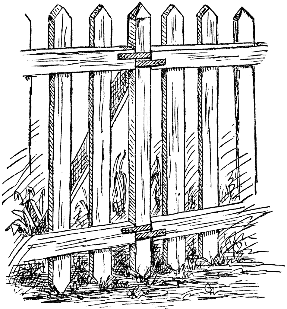 Black and white garden fence clipart