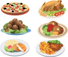 A collection of four beautiful vector food clip art sets with