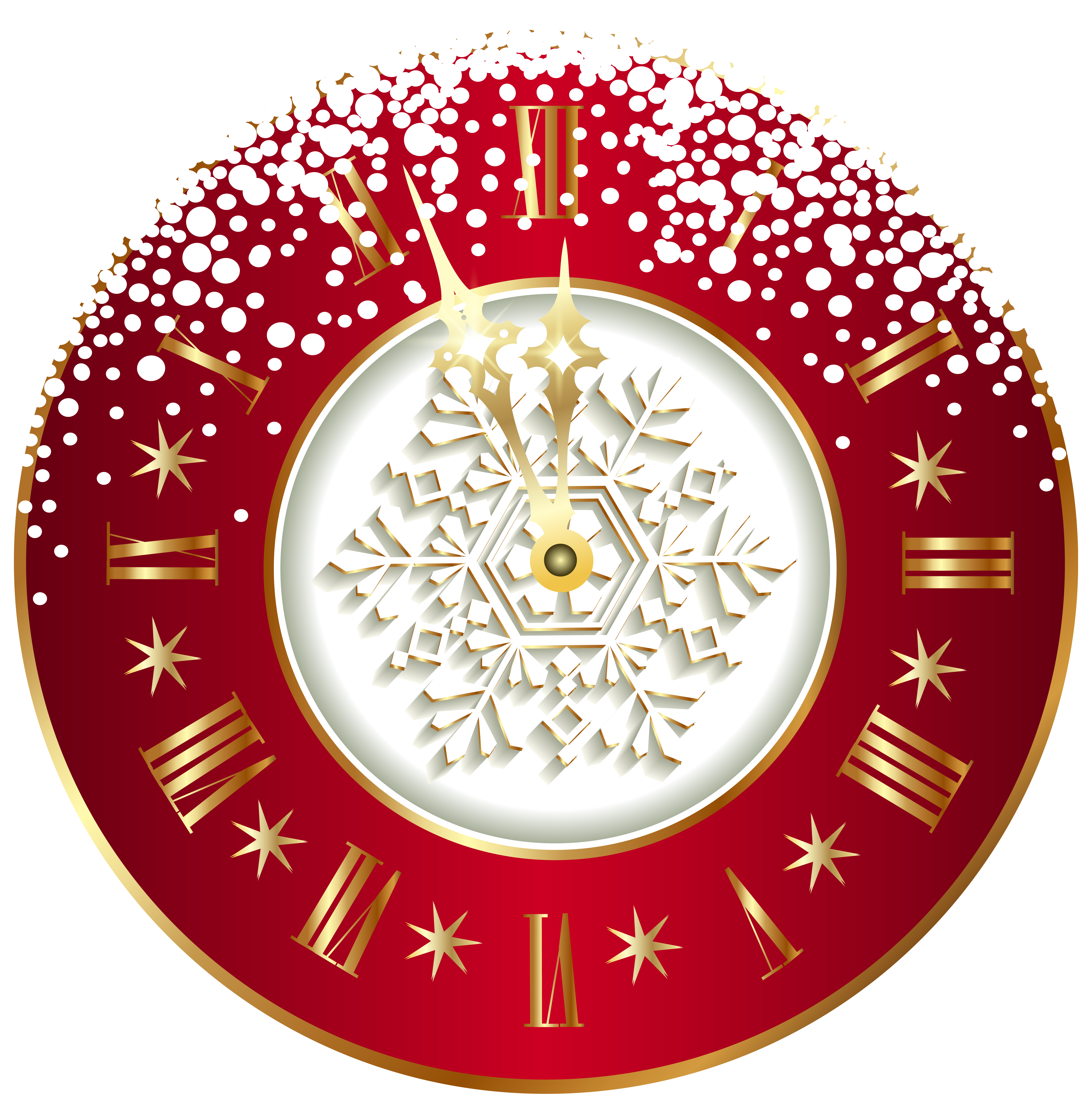 Red New Year Clock PNG Clipart Image
