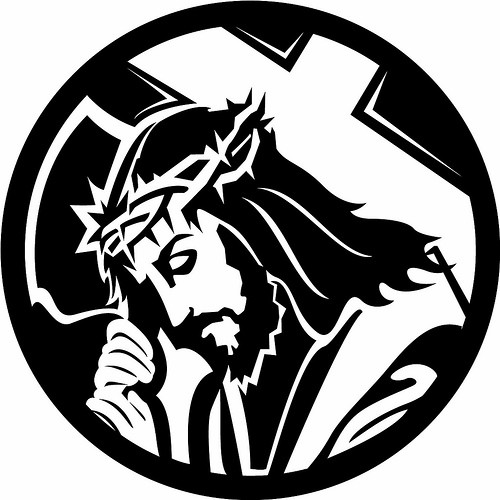 Black and white clipart of jesus and the trinity