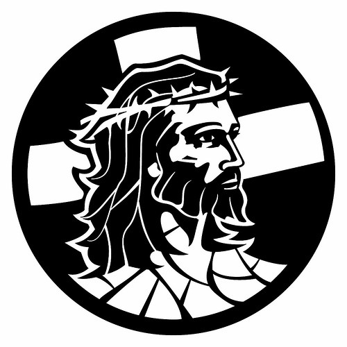 Black and white clipart of jesus and the trinity