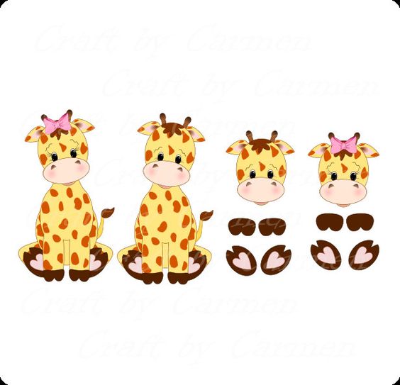 Giraffe clip art, cute giraffes, zoo, jungle, safari, baby shower