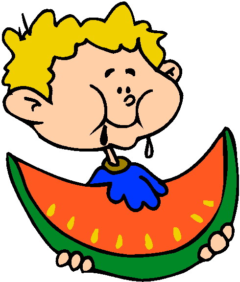 People eating fruit clipart