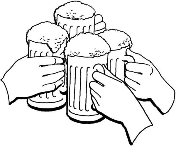 Beer cheers clipart black and white