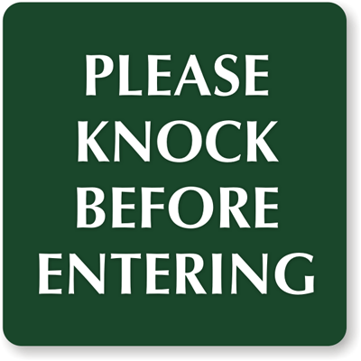 Knock Door Sign Home Safety Signs Information Signs Door