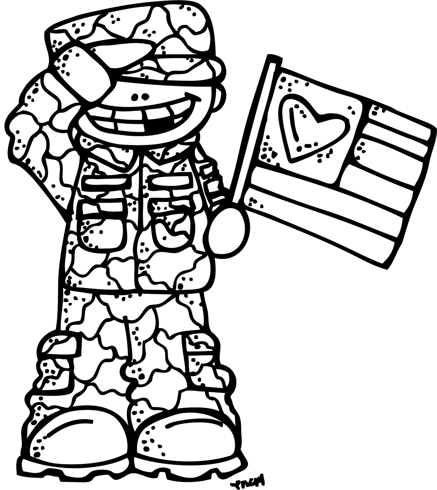 Military day black and white clipart