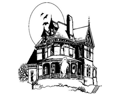 Halloween House Clipart Black And White