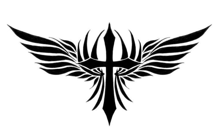 simple tribal cross with wings