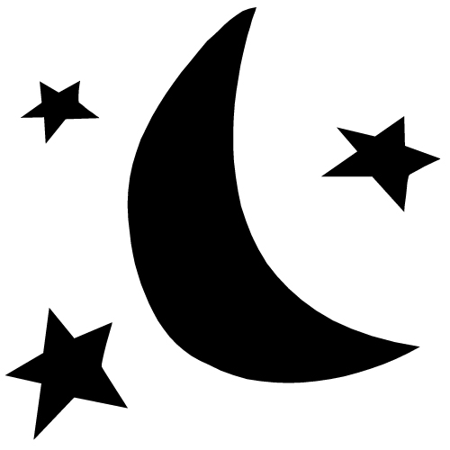 Sun moon stars clipart black and white silhouette