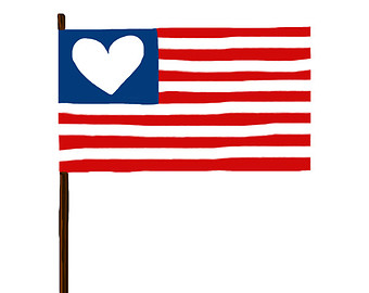 Chevron american flag heart clipart