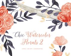 Watercolor Clipart Floral Wreaths, Antlers, Banner, Ampersand