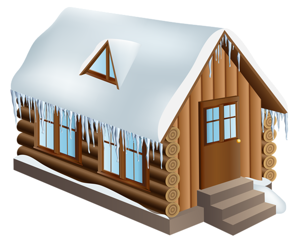 Winter Cabin House PNG Clip
