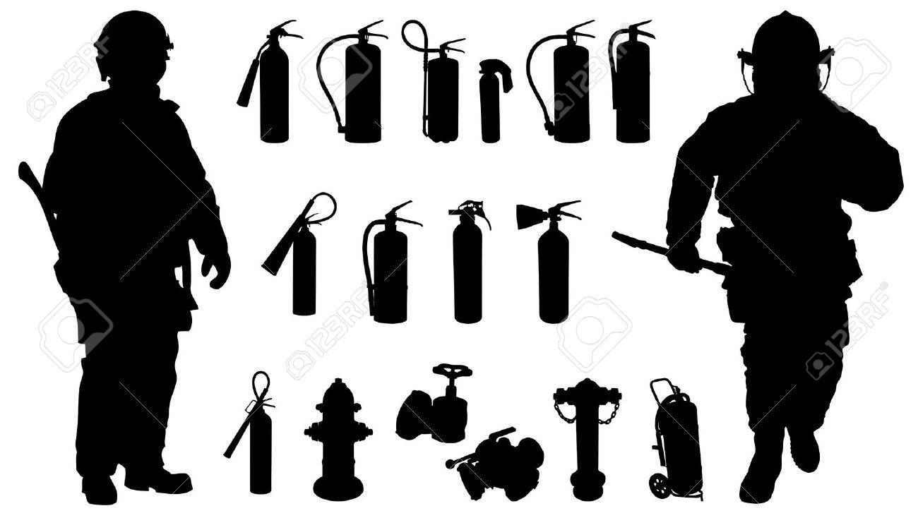 Firefighter silhouette vector clipart