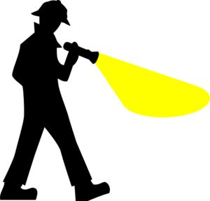 Detective With Flashlight Silhouette Clip Art