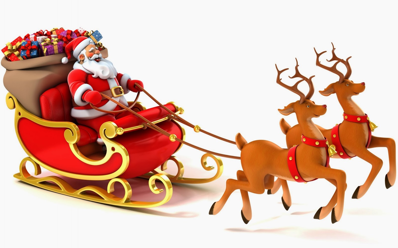 Santa claus sleigh reindeer clipart