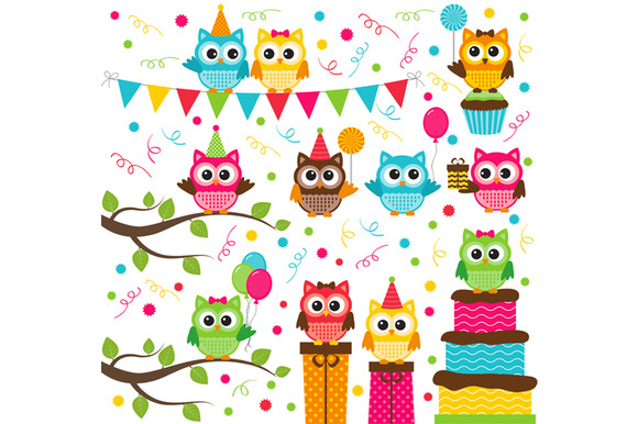 Happy birthday owl clipart