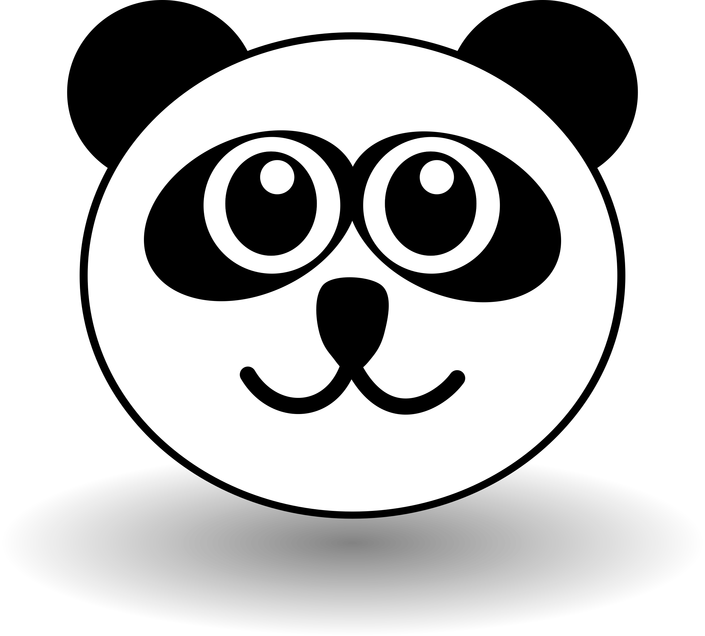 Clipart funny panda face black and white