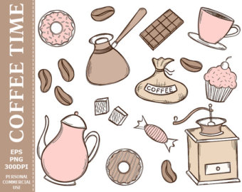 Purple and pink tea time clipart