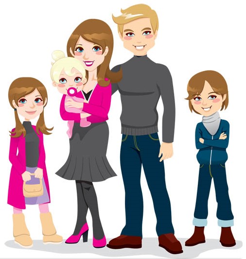 Family cartoon of 7 � ciij