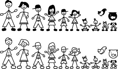 Family clipart black and white 7 people
