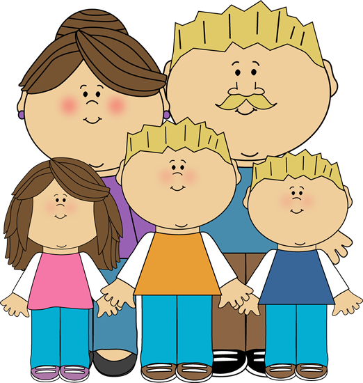 Family with 7 kids clipart