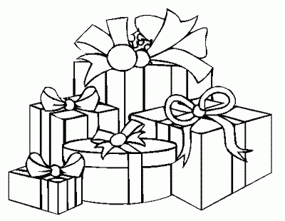 Christmas present black and white clipart