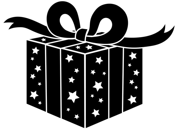 Black and white gift box clipart