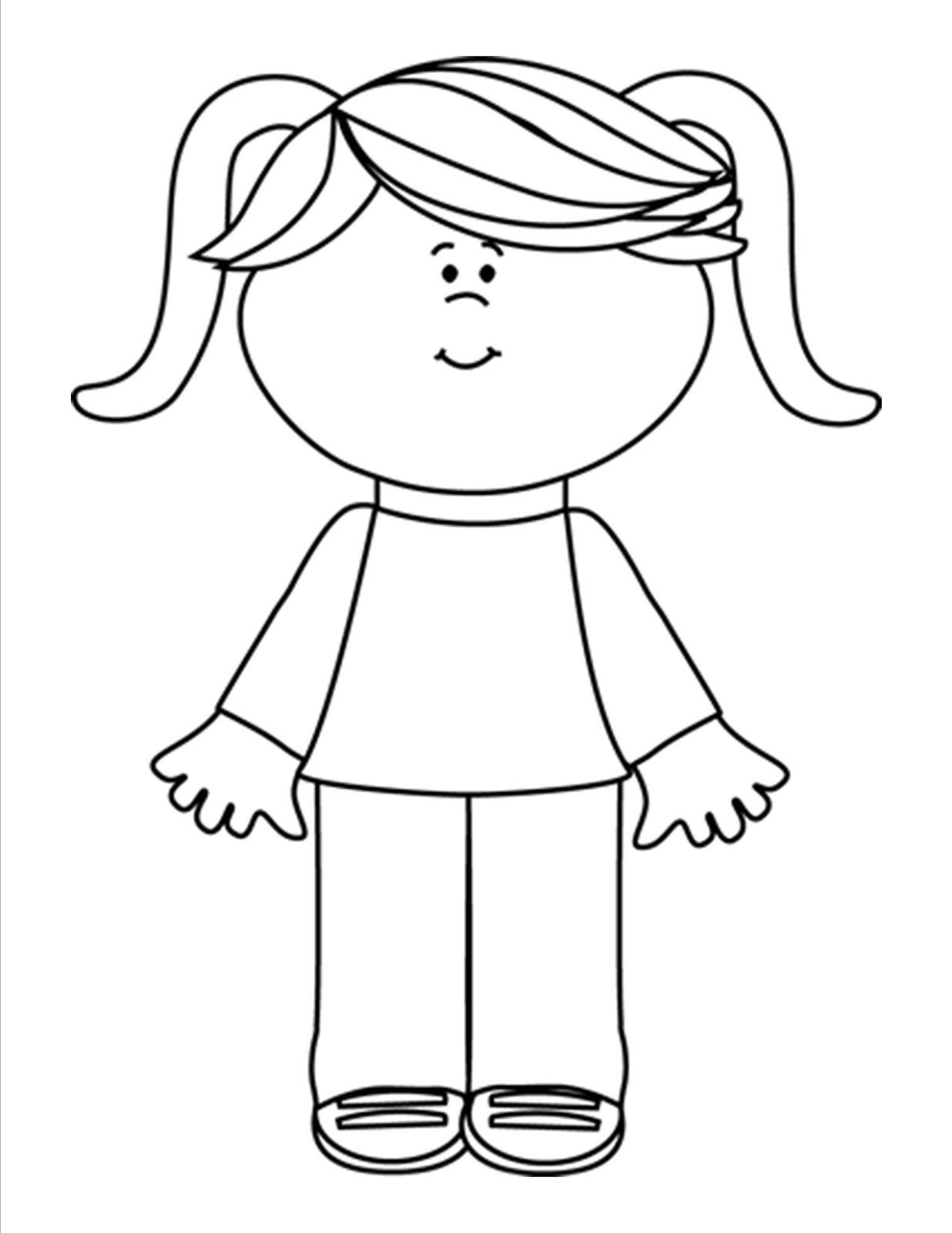 Black and white girl clipart