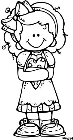 Girl clipart black and white