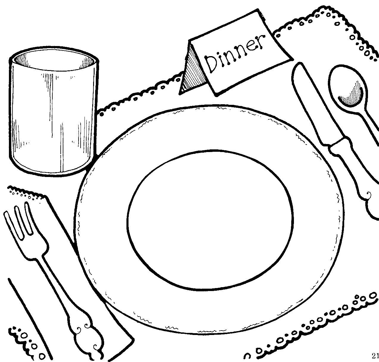 Dinner plate clipart black and white