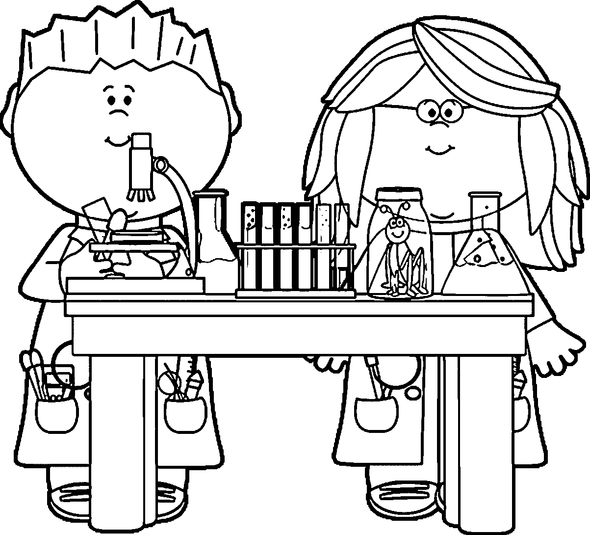 Science clipart for kids black and white