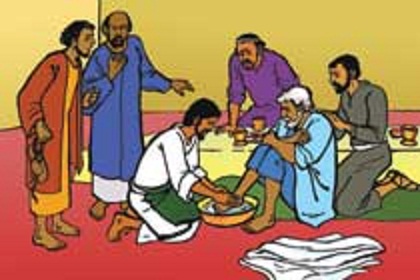 Jesus washing feet clipart