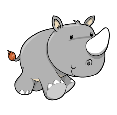 Cartoon Black Rhino