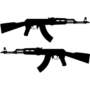AK 47 Rifle silhouette clipart, cliparts of AK 47 Rifle silhouette