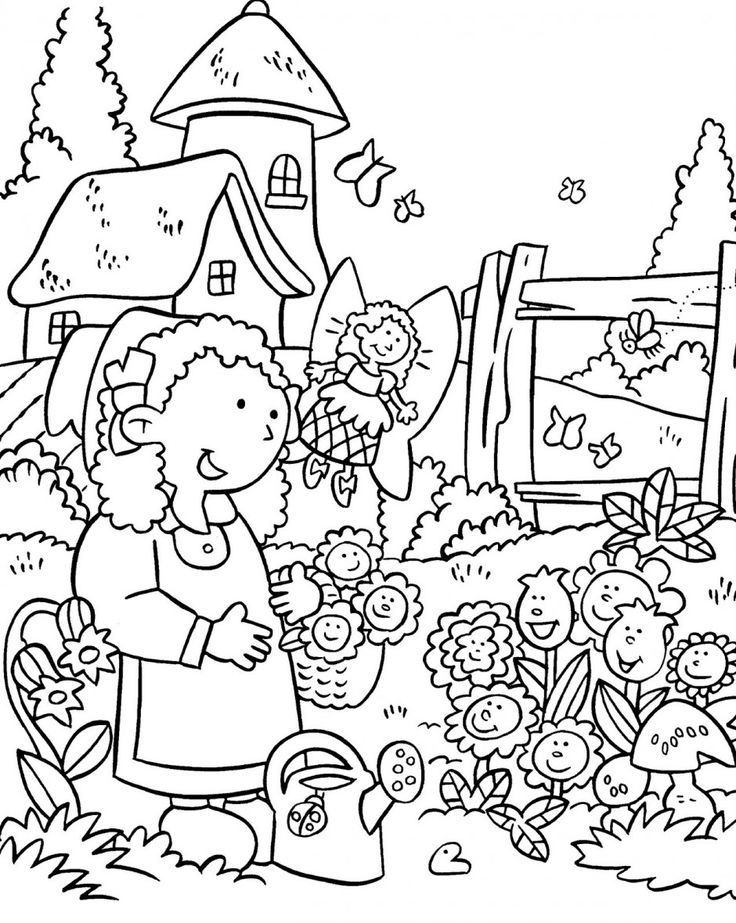 garden clipart black and white