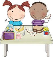 Kids eating at table clipart
