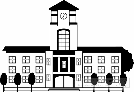 Black and white building clipart