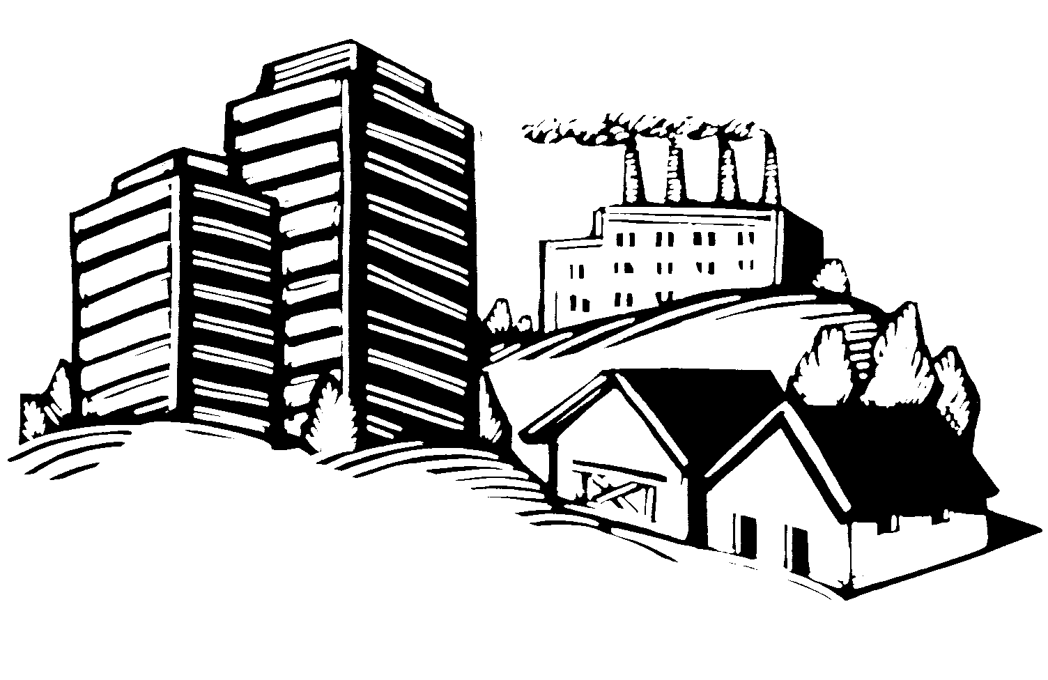 Tall building clipart black and white