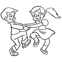 Kids dancing clipart black and white